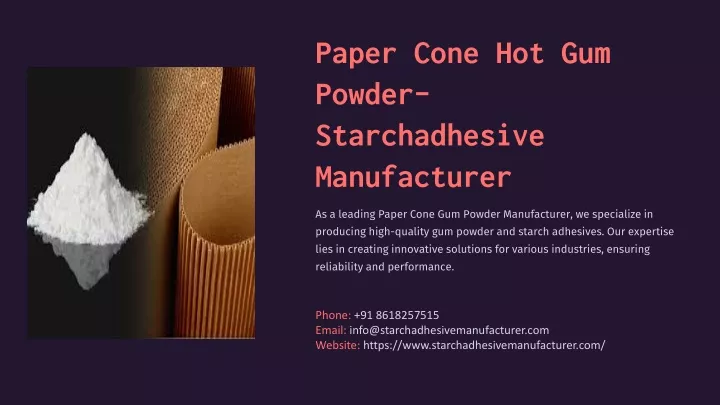 paper cone hot gum powder starchadhesive