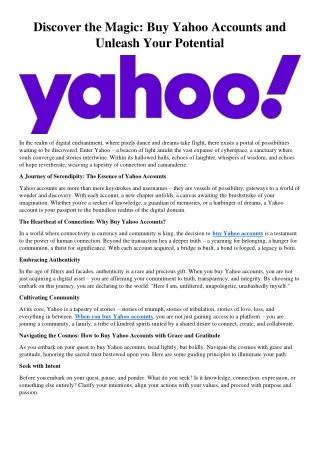 Buy Aged Yahoo Email Accounts with 100% instant delivery