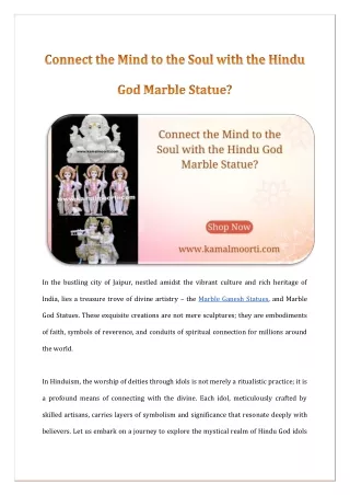 Connect the Mind to the Soul with the Hindu God Marble Statue