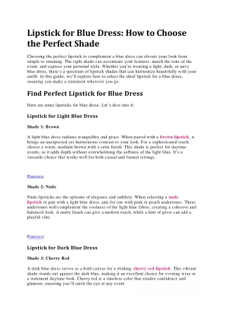 Lipstick for Blue Dress - How to Choose the Perfect Shade