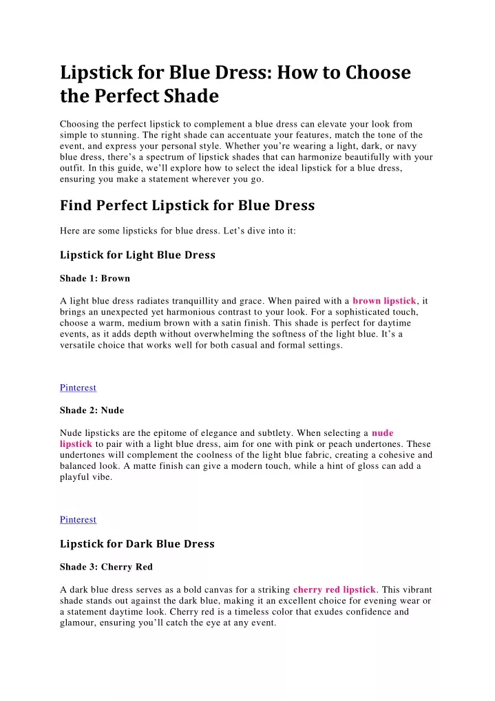 lipstick for blue dress how to choose the perfect