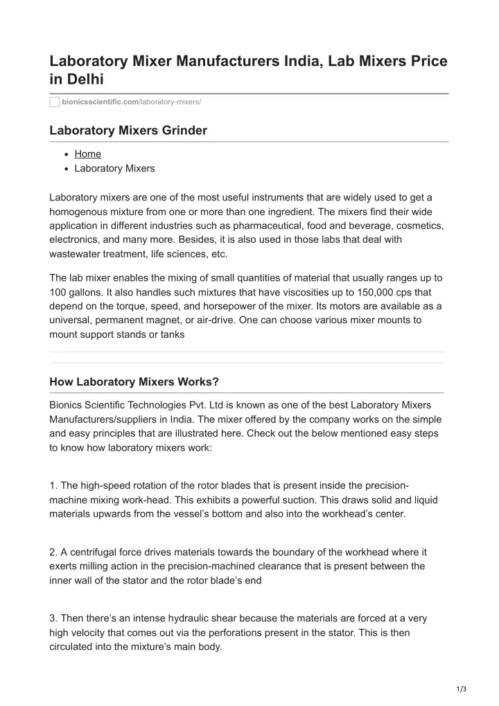laboratory mixer manufacturers india lab mixers
