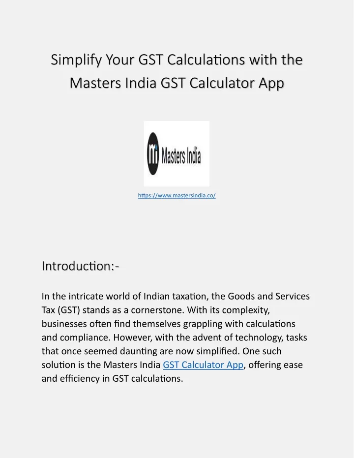 simplify your gst calculations with the masters