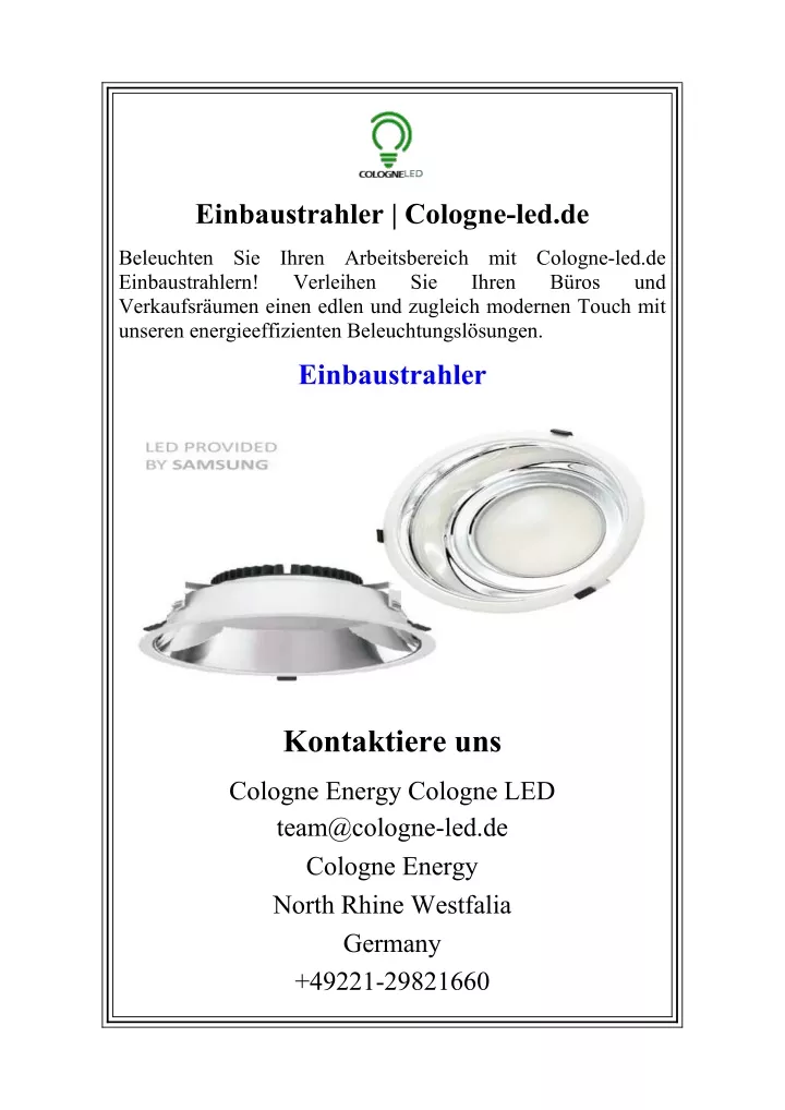 einbaustrahler cologne led de