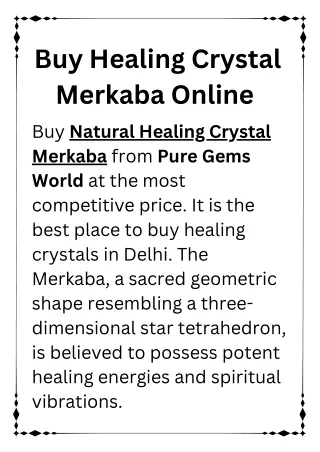 Where to Buy Healing Crystal Merkaba Online in Delhi?