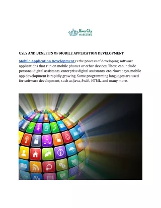 USES AND BENEFITS OF MOBILE APPLICATION DEVELOPMENT