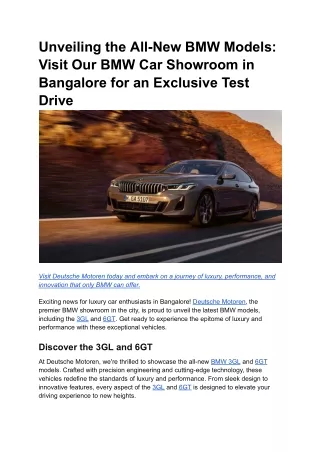 Unveiling the All-New BMW Models_ Visit Our BMW Car Showroom in Bangalore for an Exclusive Test Drive