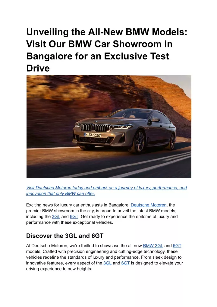 unveiling the all new bmw models visit