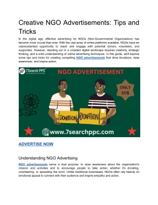 creative ngo advertisements tips and tricks