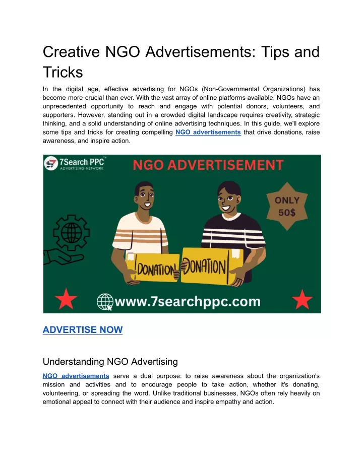 creative ngo advertisements tips and tricks