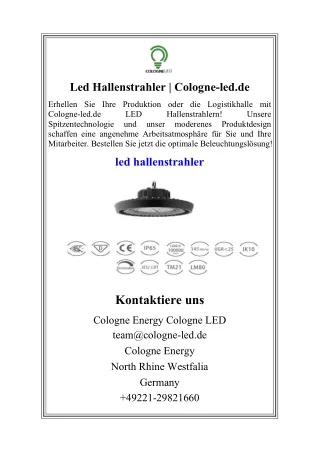 Led Hallenstrahler  Cologne-led.de