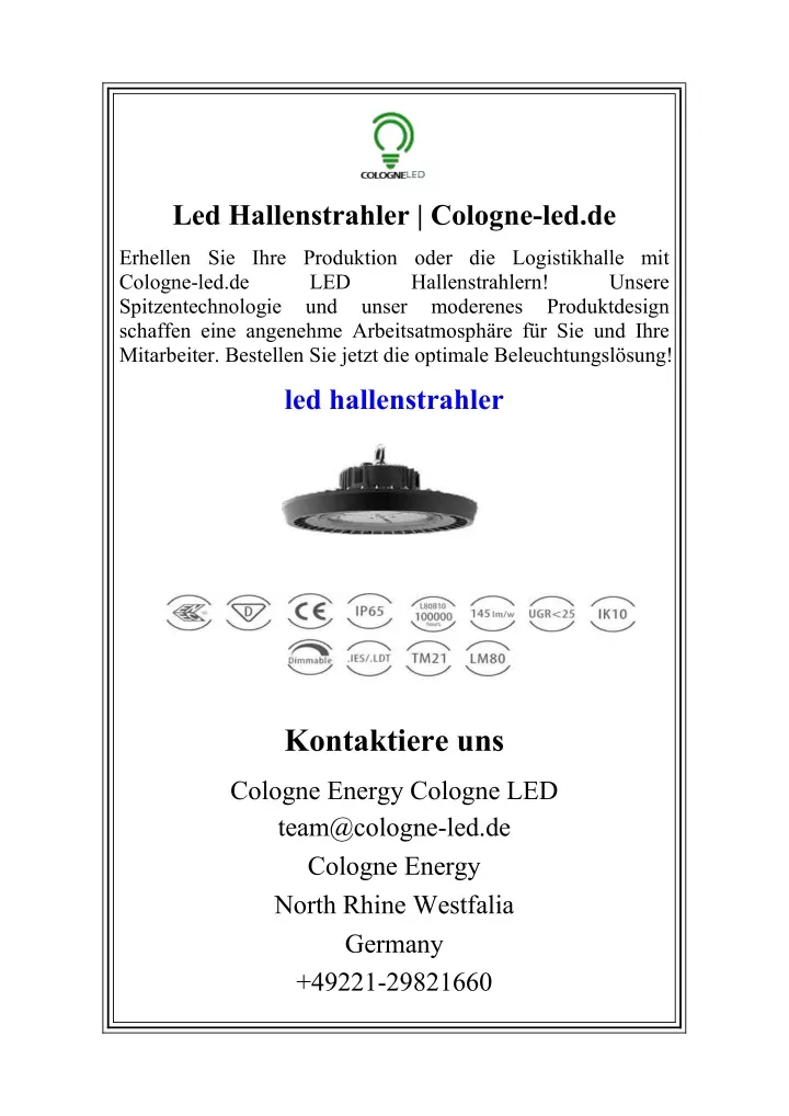 led hallenstrahler cologne led de