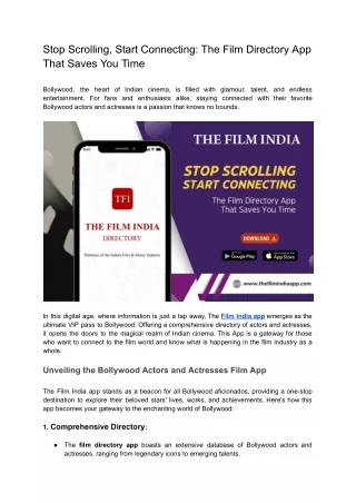 Stop Scrolling, Start Connecting: The Film Directory App That Saves You Time