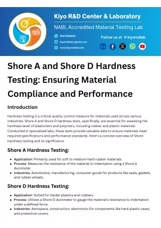 Shore a and shore d hardness testing lab in chennai, Shore a and shore d hardnes