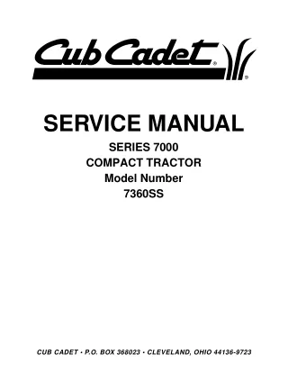 Cub Cadet 7360SS Compact Tractor Service Repair Manual