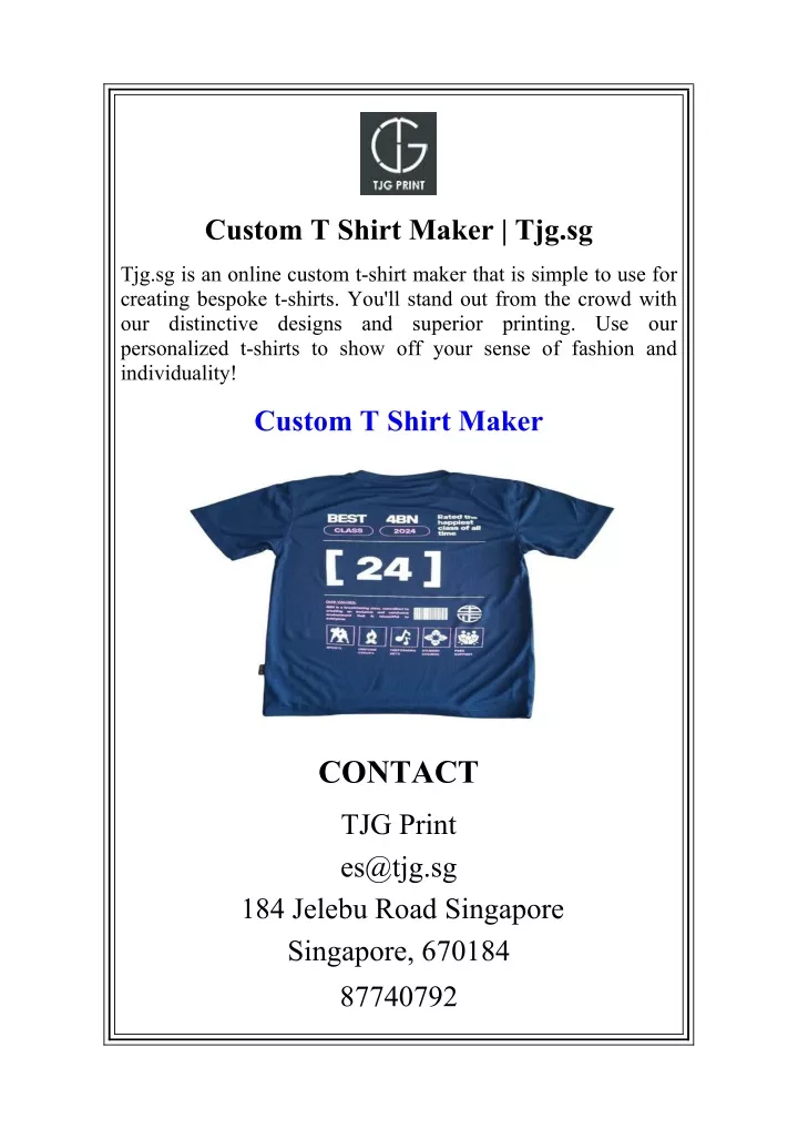 custom t shirt maker tjg sg