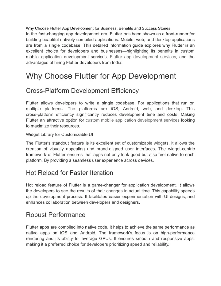 why choose flutter app development for business