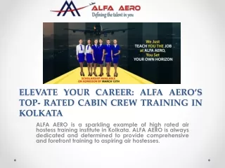 Elevate Your Career: ALFA AERO's Top-rated Cabin Crew Training in Kolkata