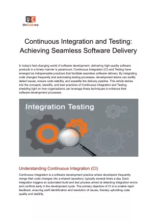 continuous integration and testing achieving