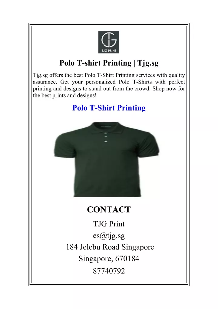 polo t shirt printing tjg sg