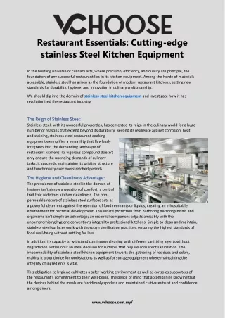 Restaurant Essentials Cutting-edge stainless Steel Kitchen Equipment