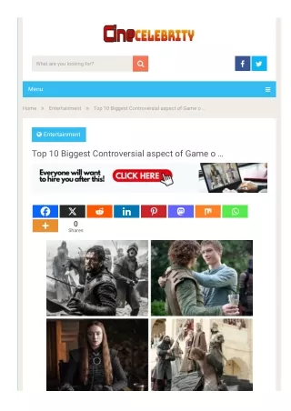 Top 10 Biggest Controversial aspect of Game of Thrones.