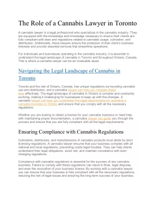 The Role of a Cannabis Lawyer in Toronto