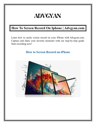How To Screen Record On Iphone  Advgyan.com