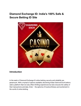 Diamond Exchange ID_ India's 100% Safe & Secure Betting ID Site