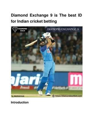 Diamond Exchange 9 is The best ID for Indian cricket betting