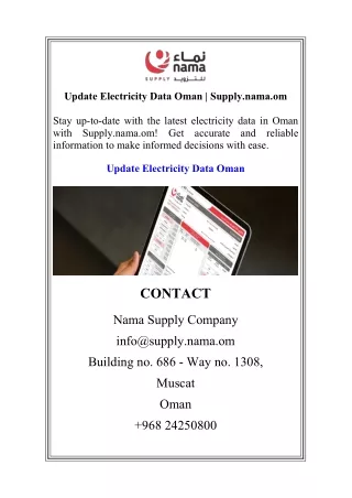 Update Electricity Data Oman  Supply.nama.om