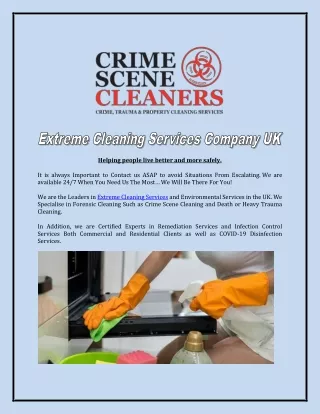 Extreme Cleaning Services Company UK
