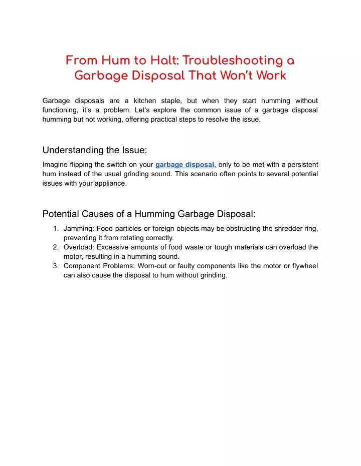 from hum to halt troubleshooting a garbage