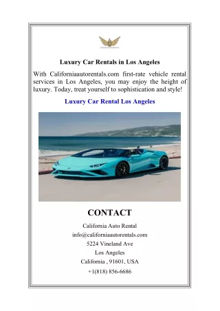 Luxury Car Rentals in Los Angeles
