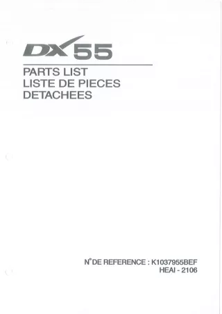 DAEWOO DOOSAN DX55 MINI EXCAVATOR Parts Catalogue Manual