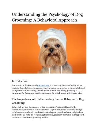 Understanding the Psychology of Dog Grooming_ A Behavioral Approach