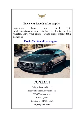 Exotic Car Rentals in Los Angeles