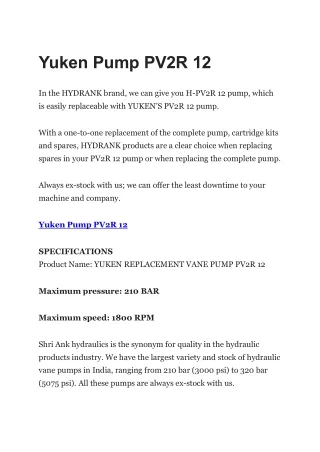 Yuken Pump PV2R 12