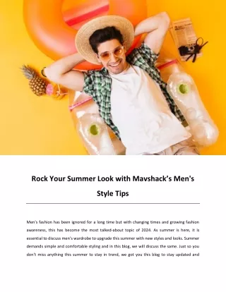 Rock Your Summer Look with Mavshack’s Men's Style Tips