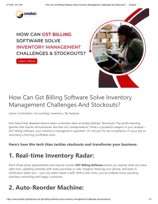 How Can Gst Billing Software Solve Inventory Management Challenges And Stockouts_   – Smaket