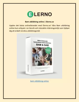 Bam utbildning online | Elerno.se