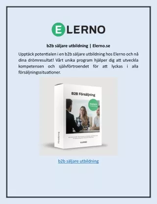b2b säljare utbildning | Elerno.se