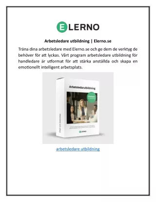 Arbetsledare utbildning | Elerno.se