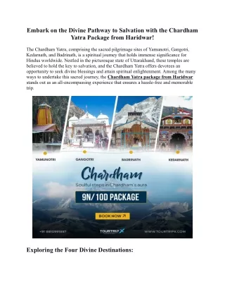 Chardham Yatra Package from Haridwar
