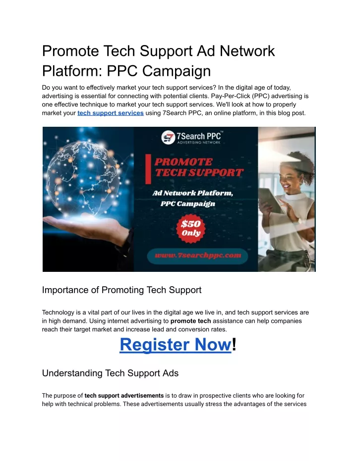 promote tech support ad network platform