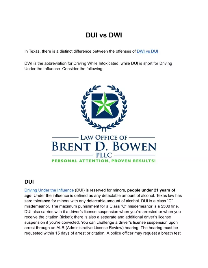 dui vs dwi