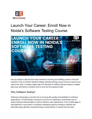 Launch Your Career_ Enroll Now in Noida's Software Testing Course