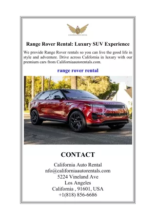 Range Rover Rental Luxury SUV Experience