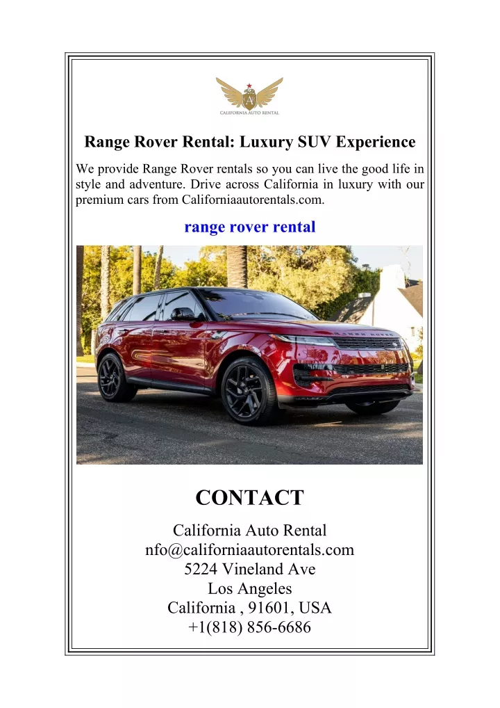 range rover rental luxury suv experience