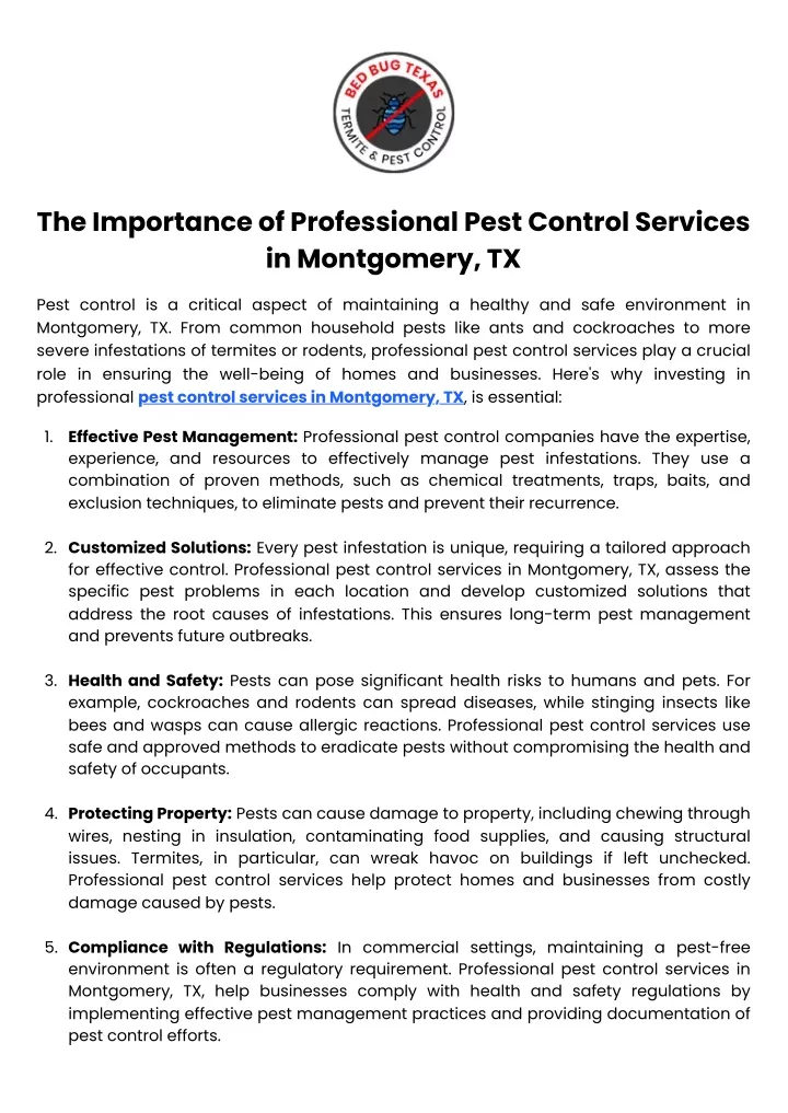the importance of professional pest control